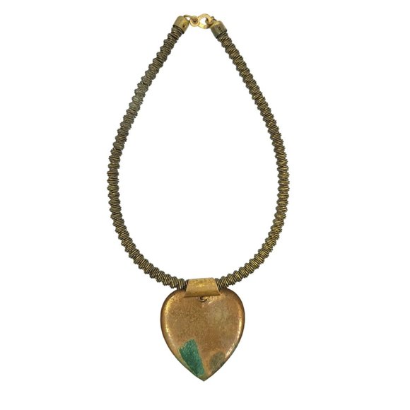 Vintage Choker Necklace Heart Floral ENGRAVED Dorothy Stretchy Boho Hippie Goth - Picture 6 of 14